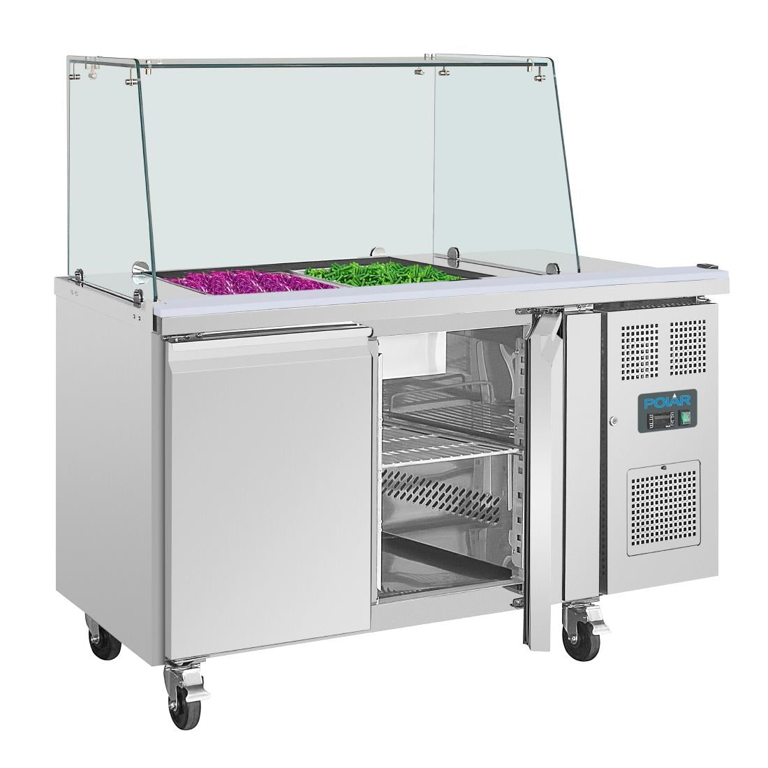 UA017 Polar U-serie tweedeurs saladette met vierkant kuchscherm