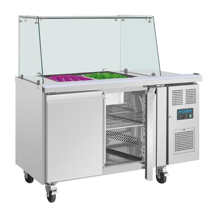 UA017 Polar U-serie tweedeurs saladette met vierkant kuchscherm