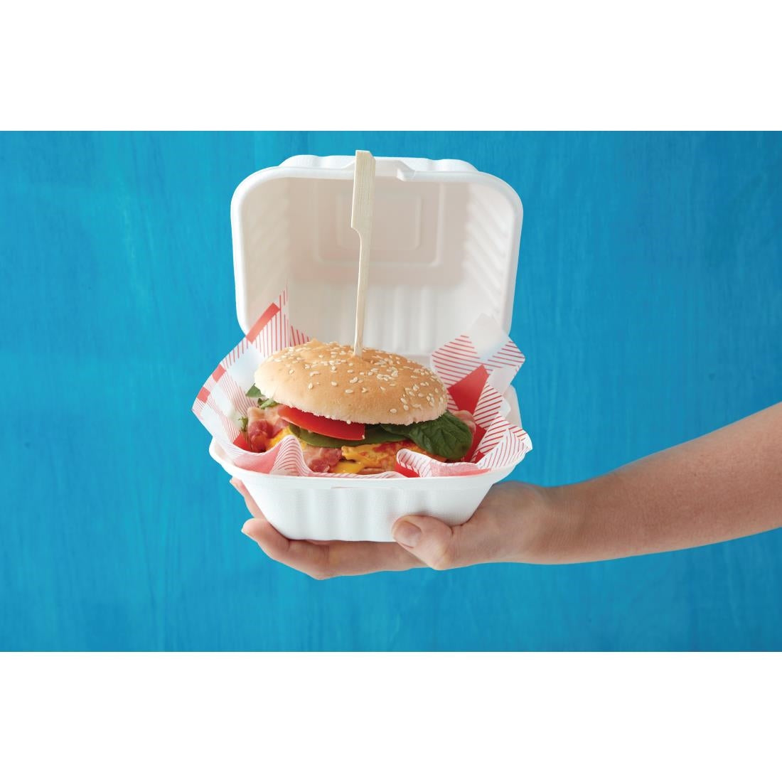 DW246 Fiesta Compostable bagasse hamburgerbakjes 152mm (500 stuks)