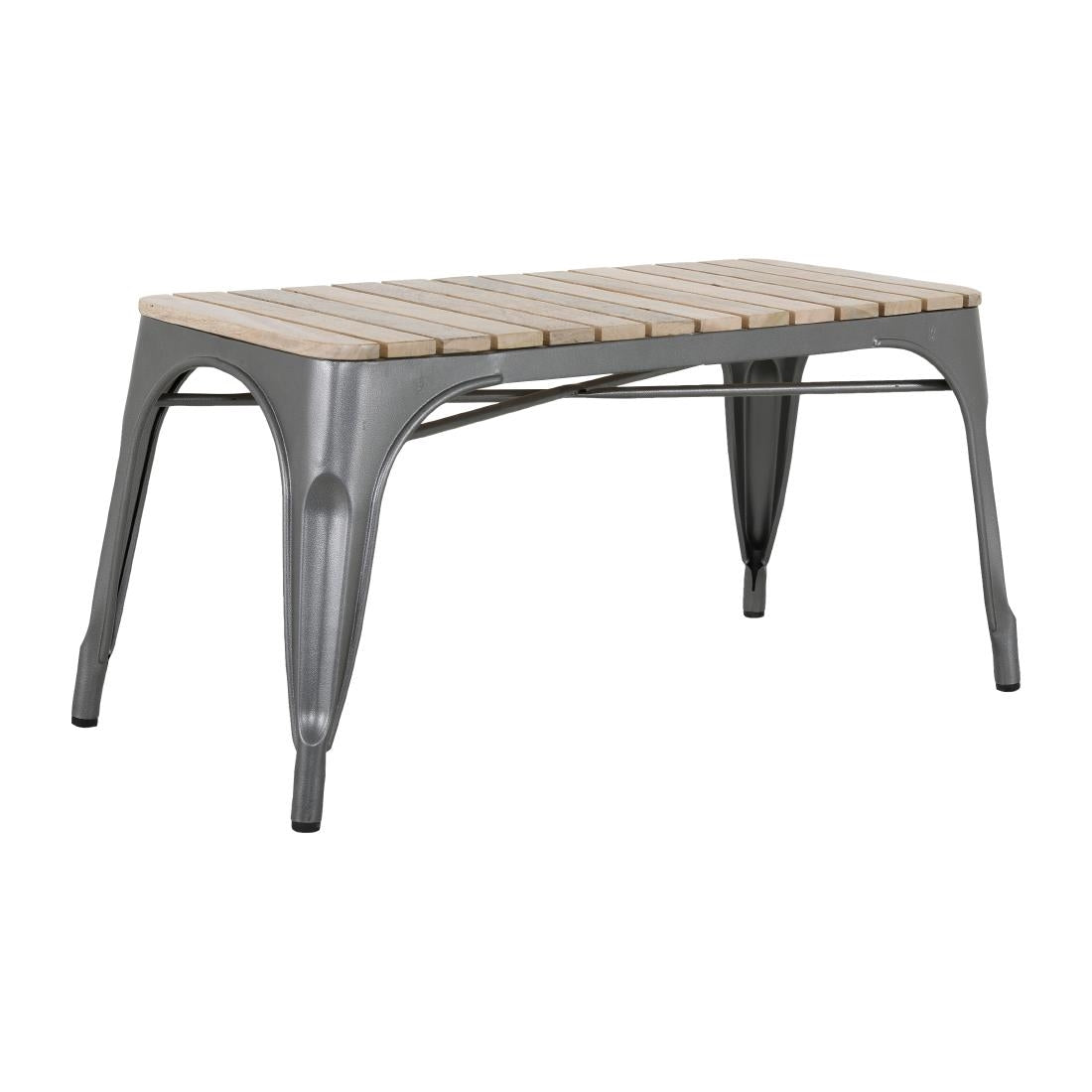 HZ817 Bolero Bistro Bank Met Mangohouten Latten En Donkergrijze Poten 850mm (2 stuks)