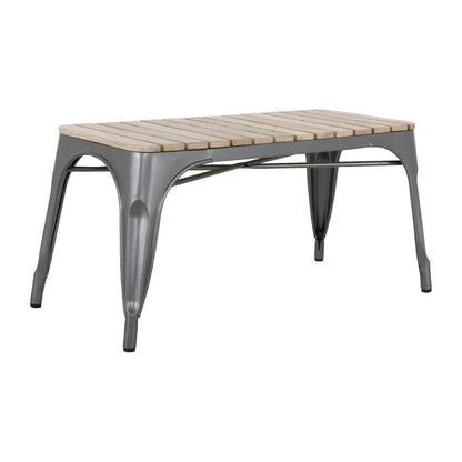 HZ817 Bolero Bistro Bank Met Mangohouten Latten En Donkergrijze Poten 850mm (2 stuks)