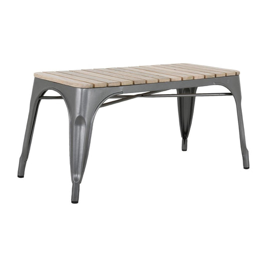 HZ817 Bolero Bistro Bank Met Mangohouten Latten En Donkergrijze Poten 850mm (2 stuks)