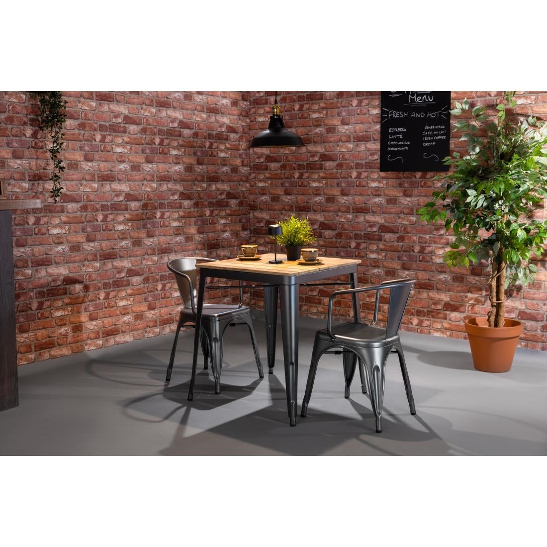 HZ807 Bolero Bistro Curve Armstoelen Donkergrijs (4 stuks)