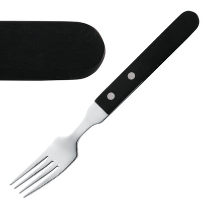 H002 Amefa steakvork met zwart heft (12 stuks)