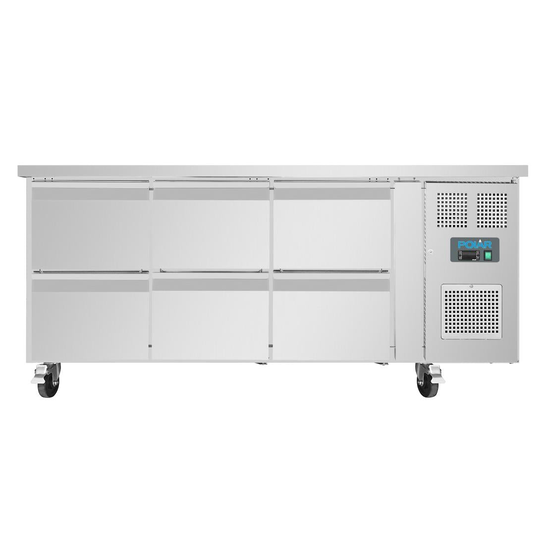 DA548 Polar U-serie geventileerde gekoelde GN werkbank met 6 laden