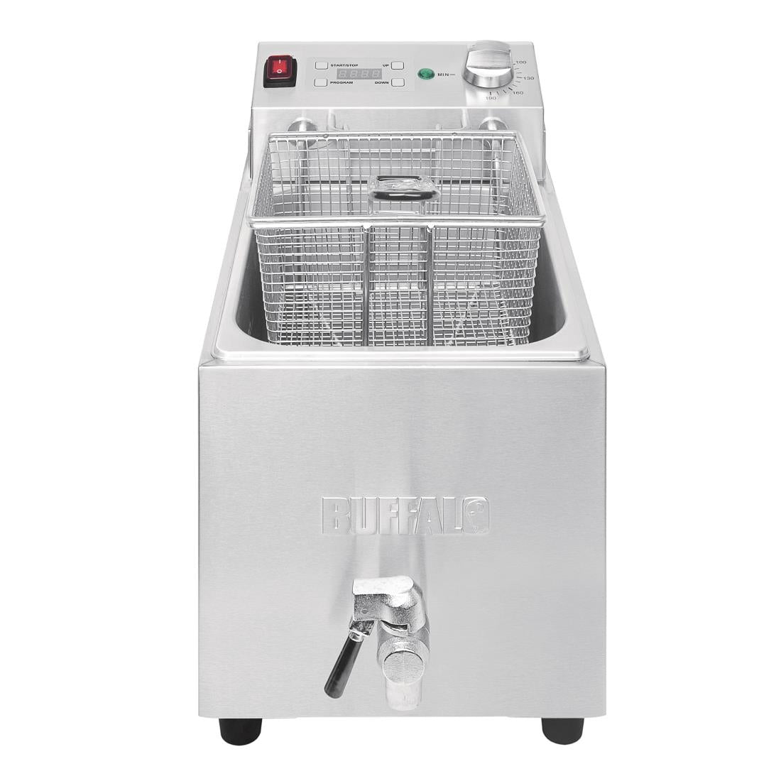 FC374 Buffalo enkelvoudige tank enkele mand 8ltr aanrecht friteuse met timer 2.9kw