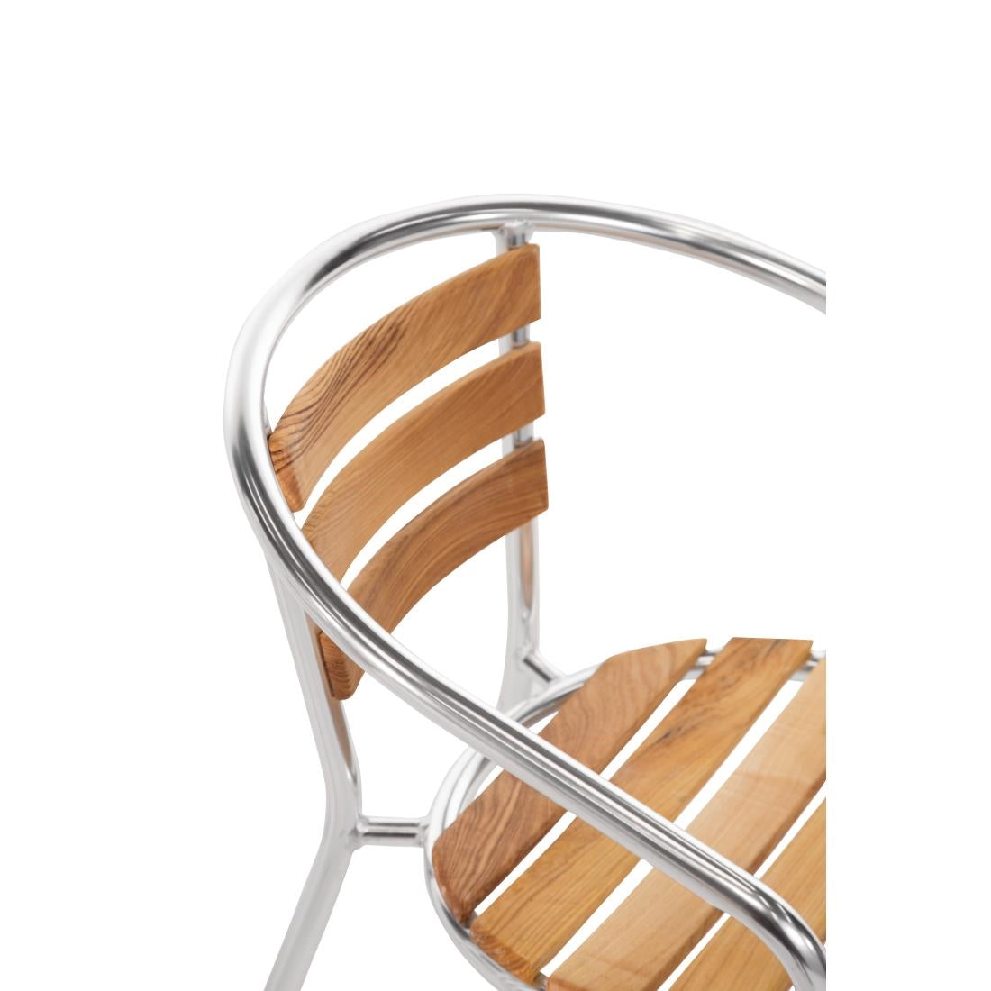 U421 Bolero aluminium en essenhouten stoelen met armleuning (4 stuks)