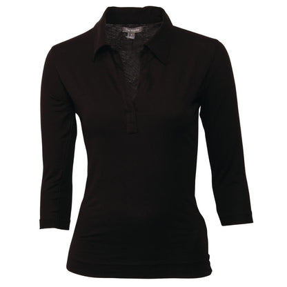 B038-S Uniform Works dames T-shirt met V-hals zwart S