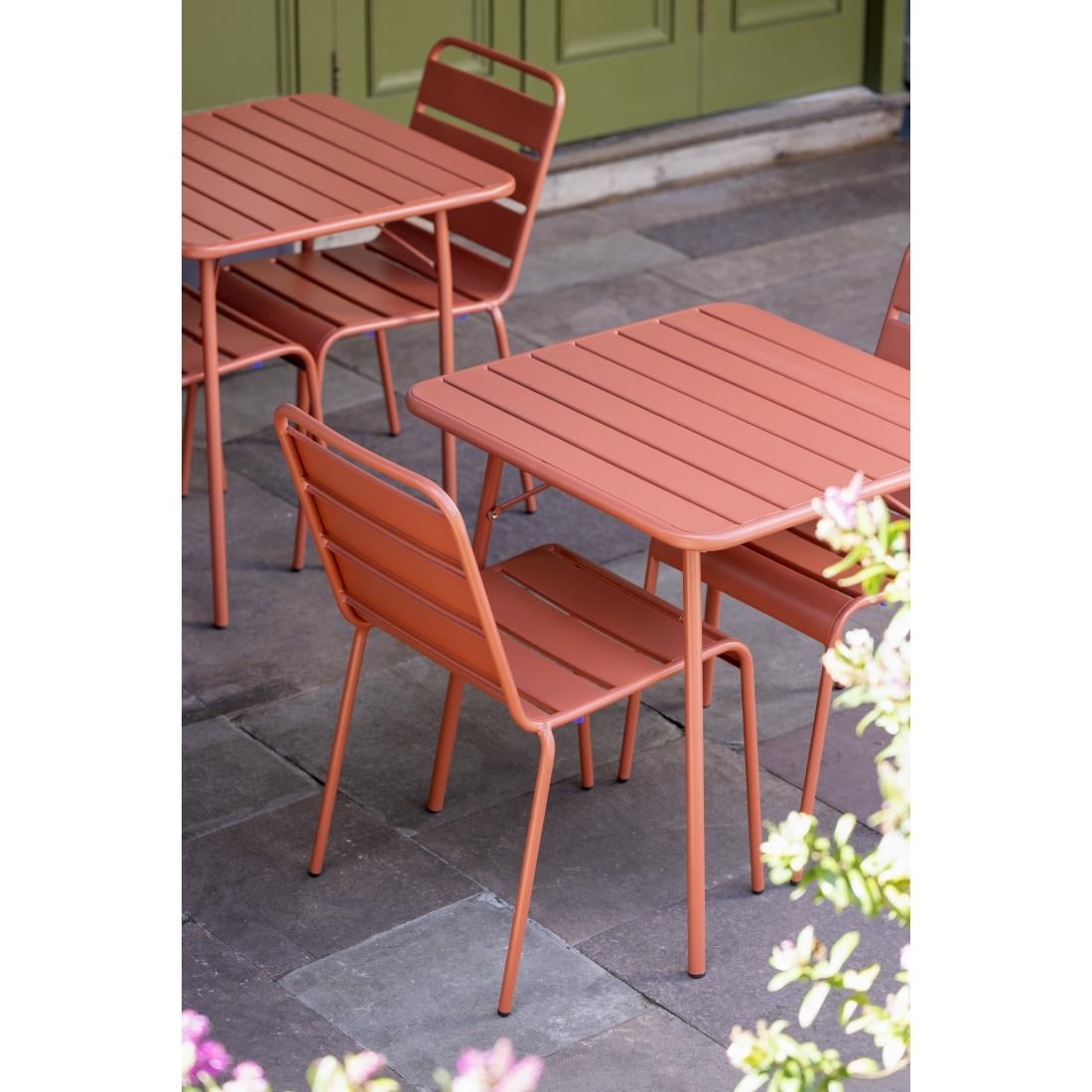CK063 Bolero terracotta gelateerde stalen zijstoelen (4 stuks)