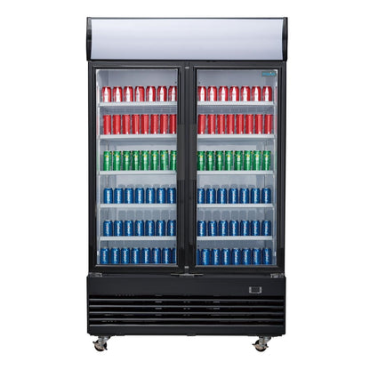 GM813 Polar G-Serie Rechtopstaande Scharnierdeur Display Koeling met Lichtbak 950Ltr Zwart