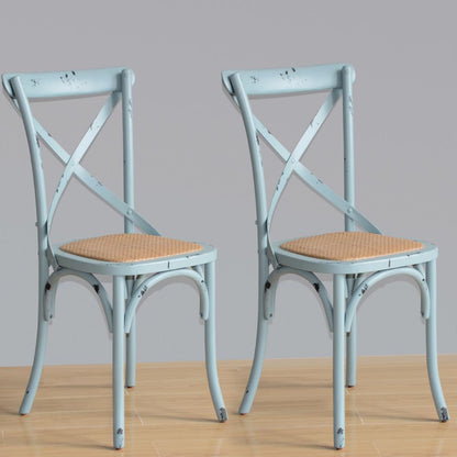GG655 Bolero houten stoel met gekruiste rugleuning antiek blue wash (2 stuks)