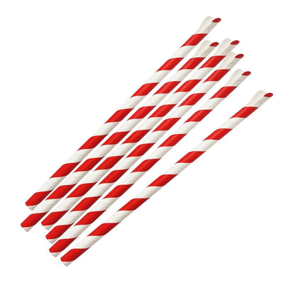 HU366 Fiesta Composteerbare Papieren Lepelrietje Rood & Wit Gestreept 210x8mm (250 stuks)