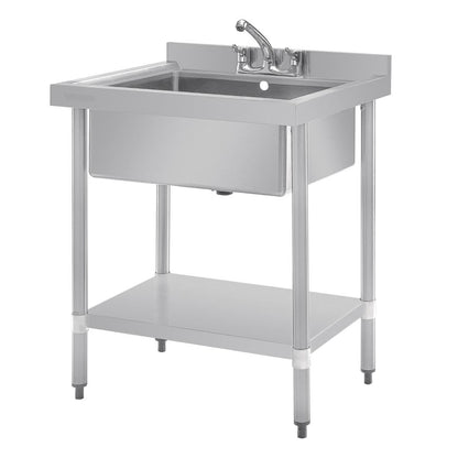 GJ537 Vogue RVS spoeltafel enkele spoelbak met onderblad 75x60cm