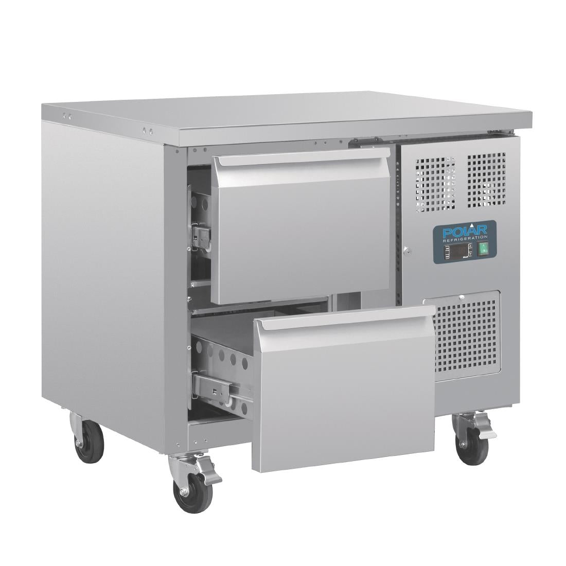 DA546 Polar U-serie geventileerde gekoelde GN werkbank met 2 laden
