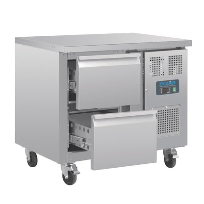 DA546 Polar U-serie geventileerde gekoelde GN werkbank met 2 laden