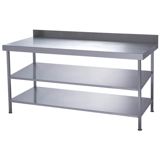 DC621 Parry volledig gelaste RVS wandtafel 2 onderplanken 1800x600mm