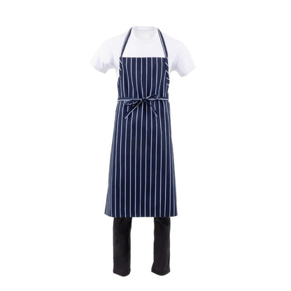 B249 Chef Works Premium geweven schort blauw-wit gestreept