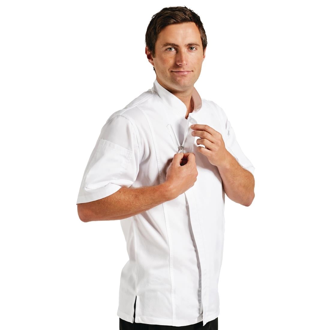 B471-S Chef Works Springfield unisex koksbuis met rits wit S