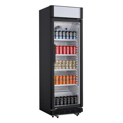 CJ794 Nisbets Essentials Rechtopstaande Display Koeling met Lichtbak 346Ltr