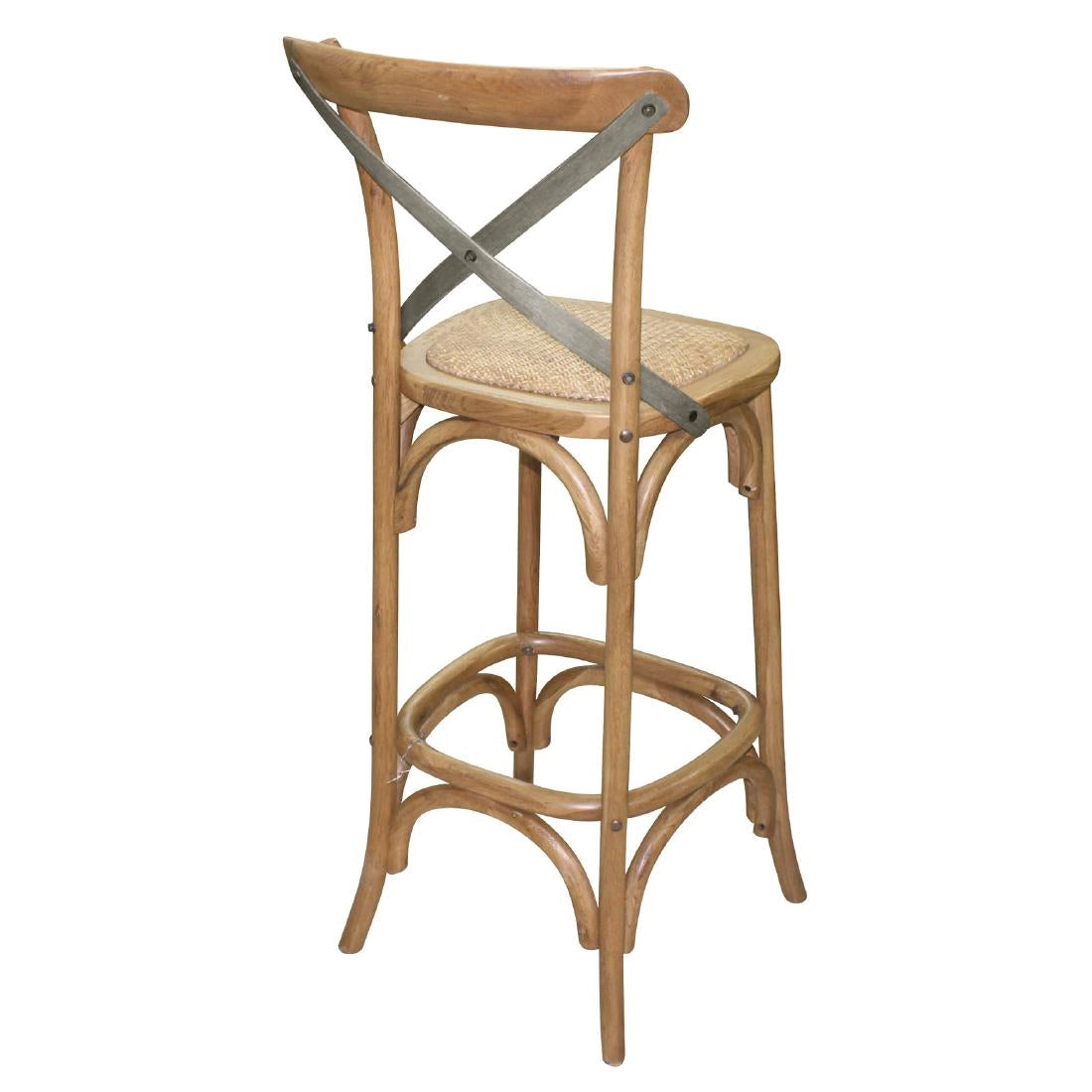 GG657 Bolero houten barkruk met gekruiste rugleuning naturel