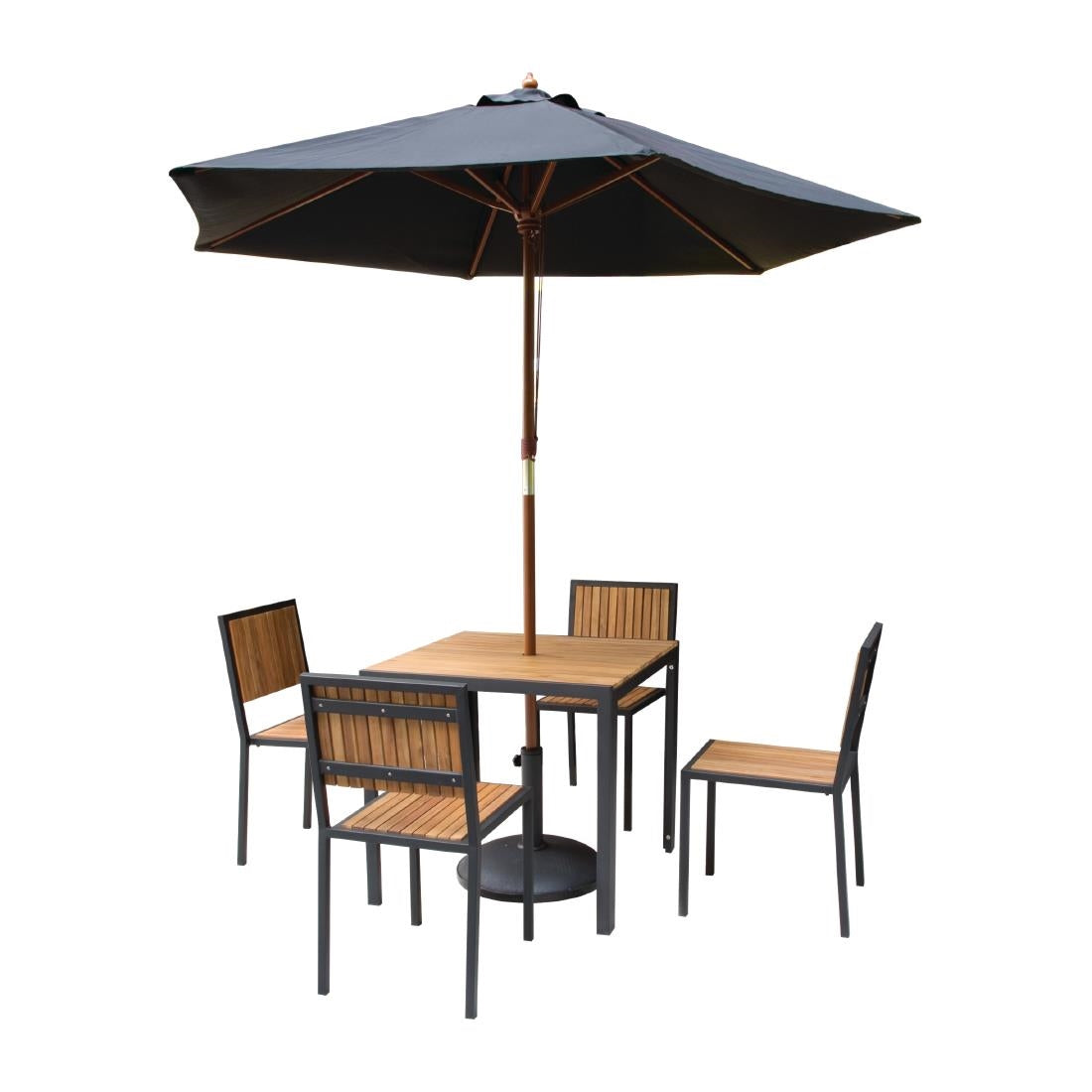 DS152 Bolero vierkante stalen en acaciahouten tafel 80cm