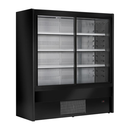 UA054-120 Zoin Cervinho Multi-Deck Display Zwart Met Schuifdeuren 1200mm
