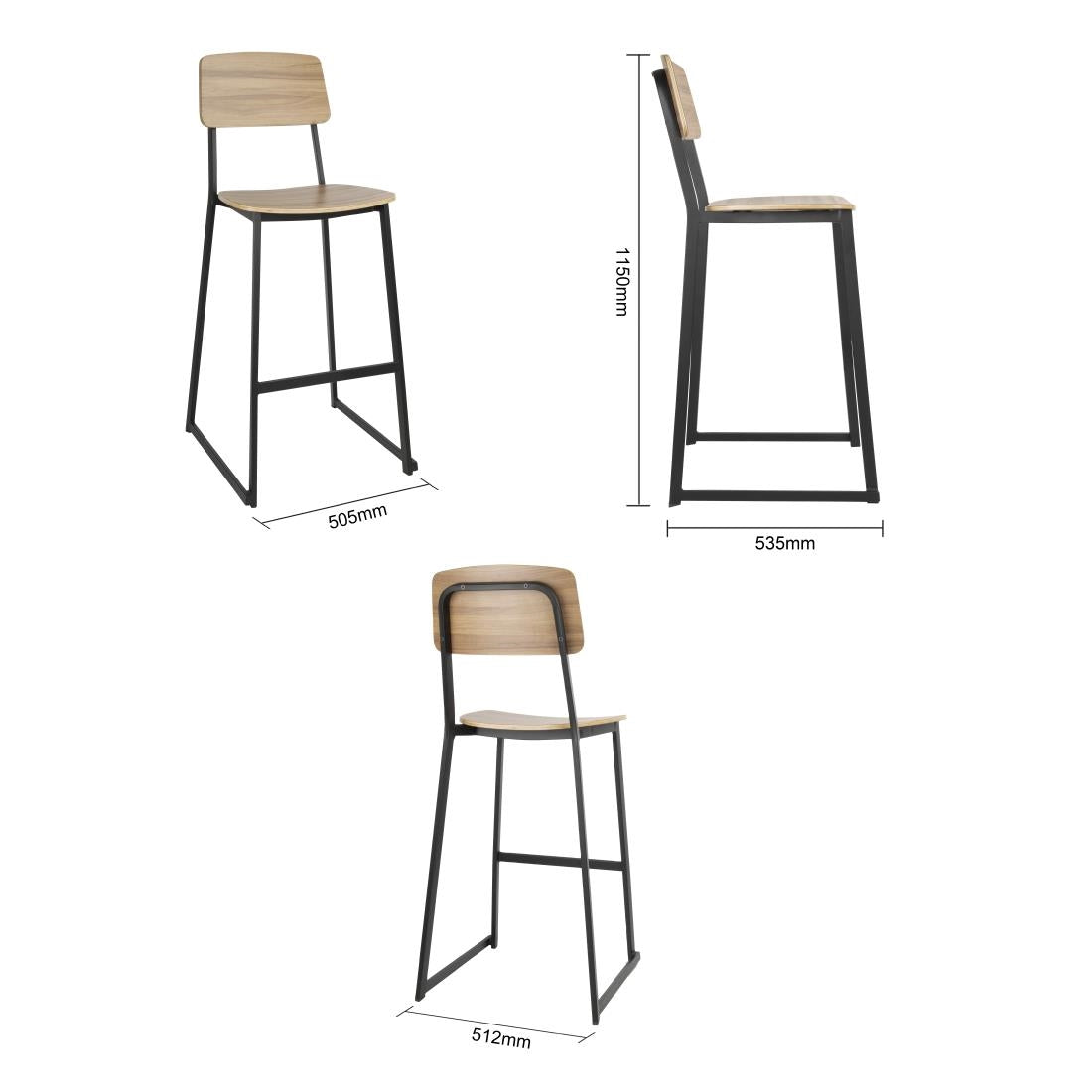 FU525 Bolero Beaufort Hoge Krukken Met Houten Interieur (2 stuks)
