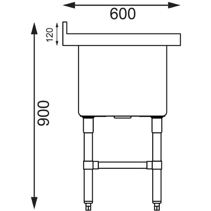 CE141 Vogue diepe RVS spoelbak 77x60cm