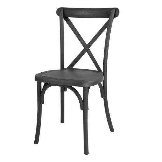 HW283 Bolero Manhattan Cross-Back Kunststof Stoelen Zwart (4 stuks)