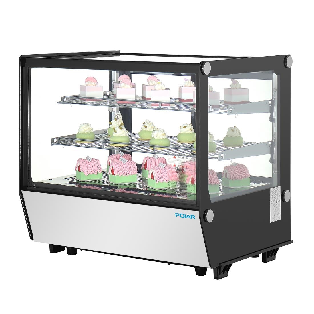 PG003 Polar G-Serie Aanrecht Model Display Koelkast Zwart Vierkant Glas 120Ltr