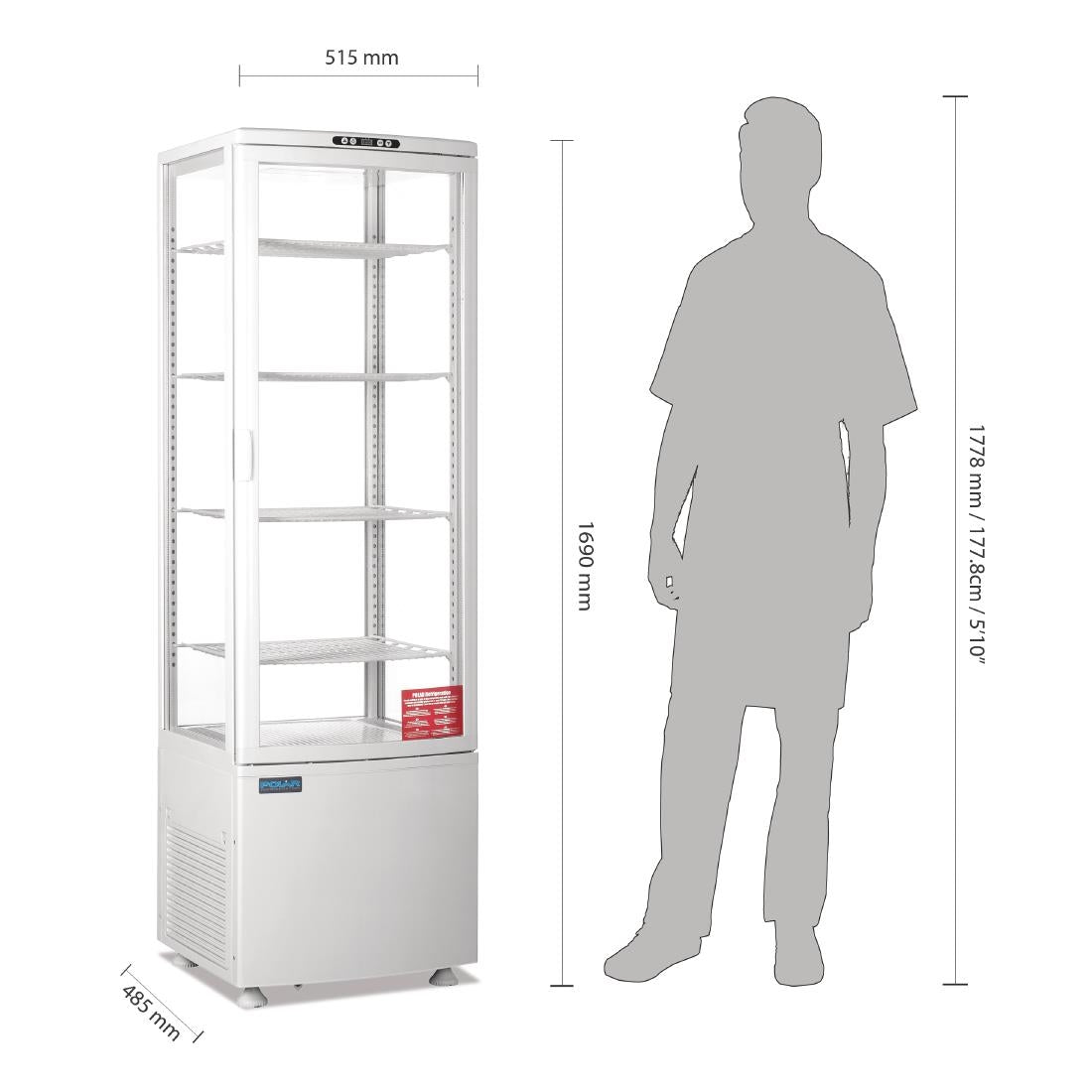 CX575 Polar C-Serie Energiezuinige Koelkast Met Gebogen Deur Wit 235Ltr