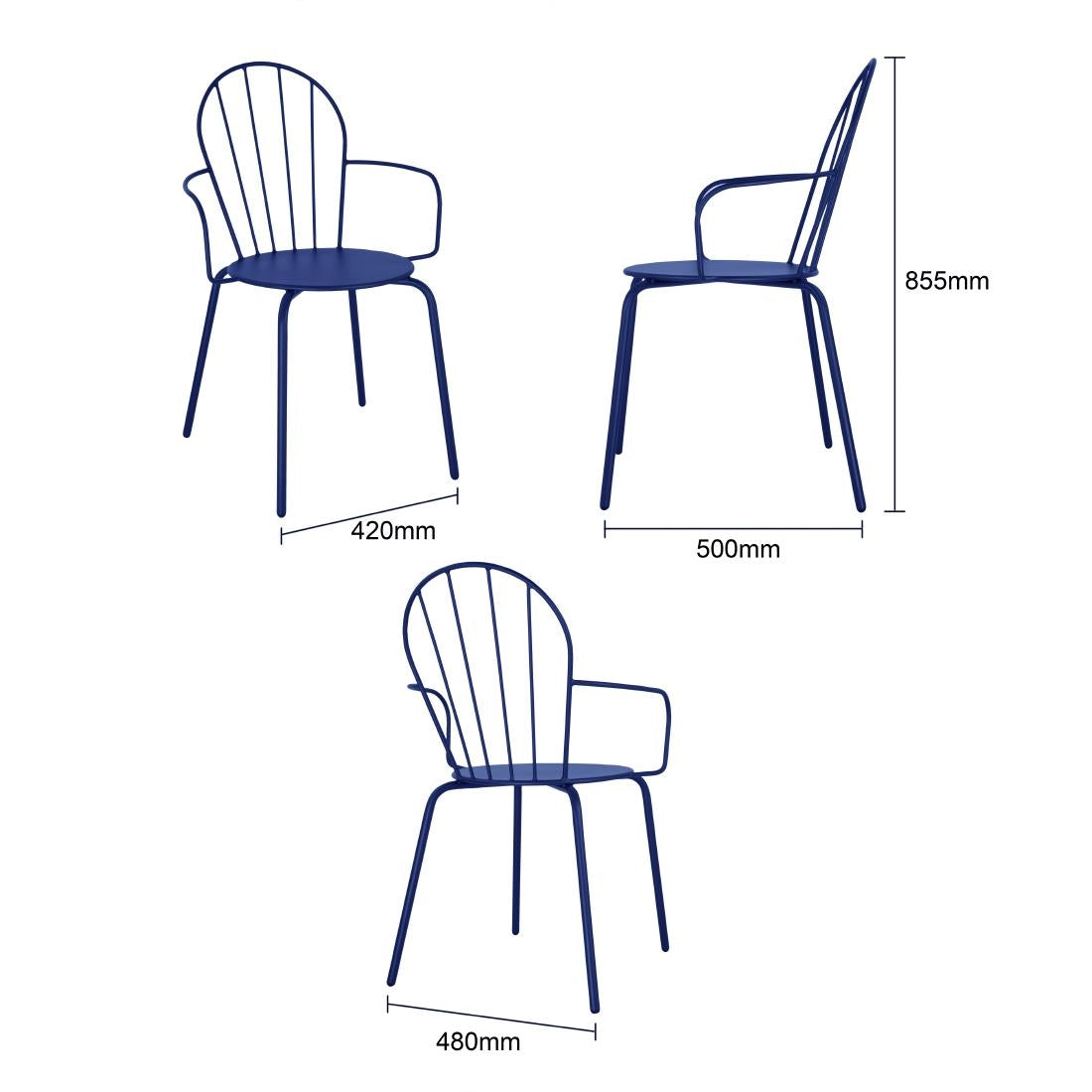 HZ359 Bolero Adeline Armstoelen Donkerblauw (4 stuks)