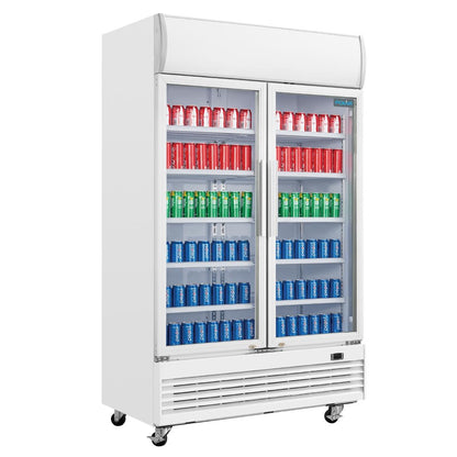 GE580 Polar G-serie tweedeurs displaykoeling met lichtbak 950L klapdeuren