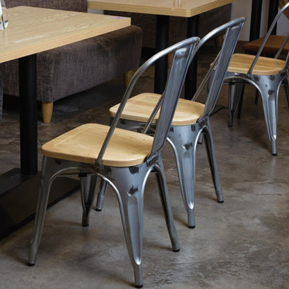 GM642 Bolero Bistro gegalvaniseerd stalen stoelen met houten zitting (4 stuks)