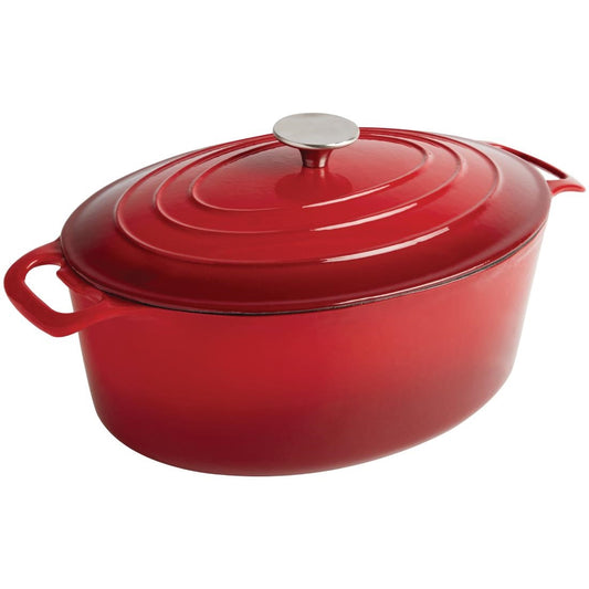 GH313 Vogue ovale inductie braadpan rood 5Ltr