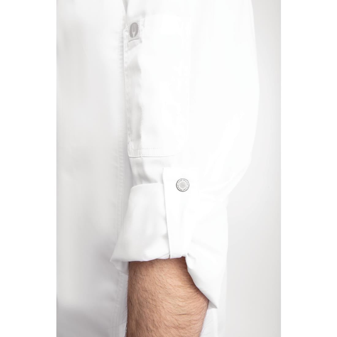 BB264-XS Chef Works Urban Hartford unisex koksbuis met rits lange mouw wit XS