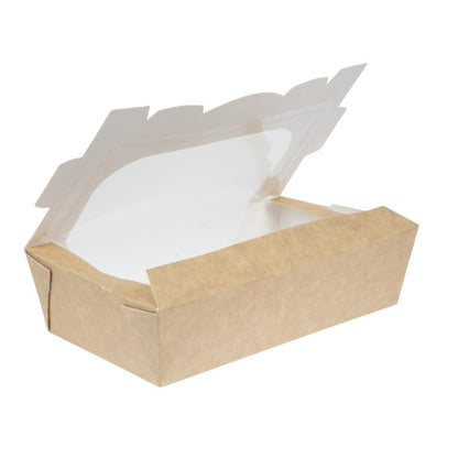FA372 Colpac kraft saladebakken met venster en insteeksluiting 1Ltr (200 stuks)