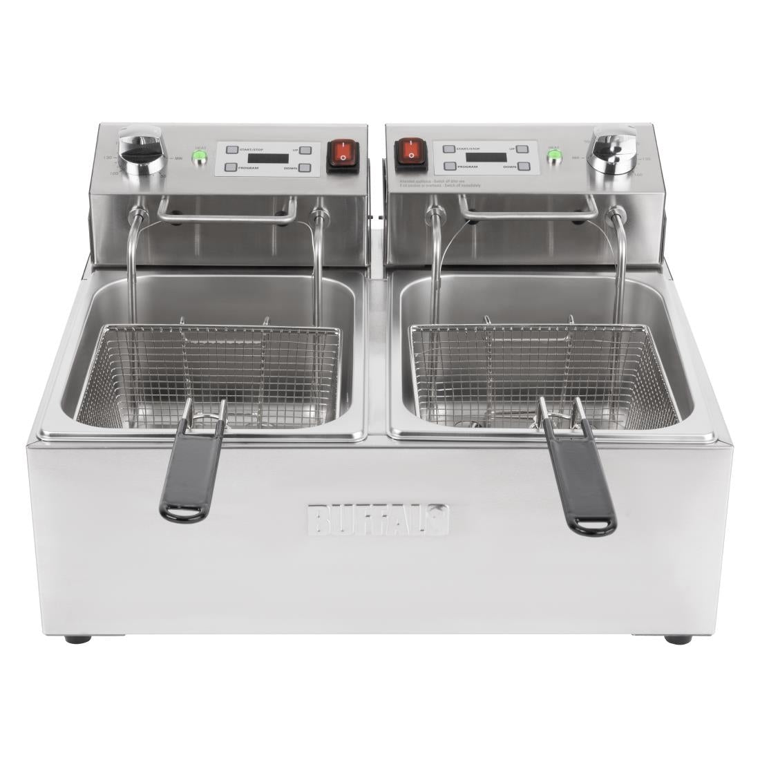 CU624 Buffalo Dubbele Elektrische Friteuse met Timer 2x5Ltr