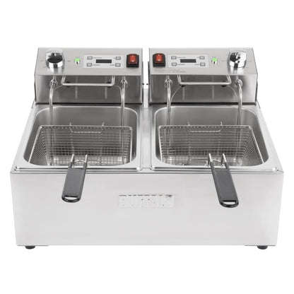 CU624 Buffalo Dubbele Elektrische Friteuse met Timer 2x5Ltr