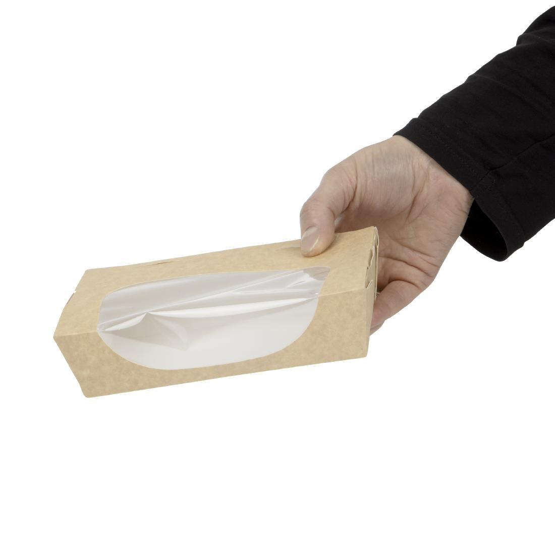 FA372 Colpac kraft saladebakken met venster en insteeksluiting 1Ltr (200 stuks)