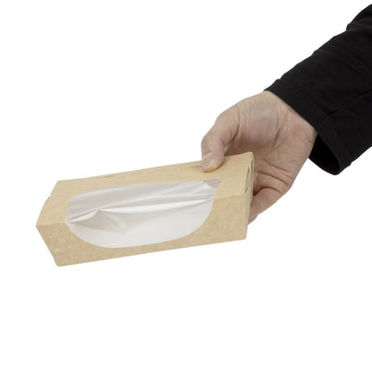 FA372 Colpac kraft saladebakken met venster en insteeksluiting 1Ltr (200 stuks)