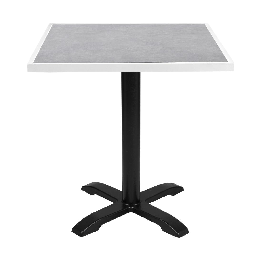 FU514 Bolero Tafelblad Van Gehard Glas Met Lichtgrijs Steeneffect En Witte Rand 700 mm Voor Buiten