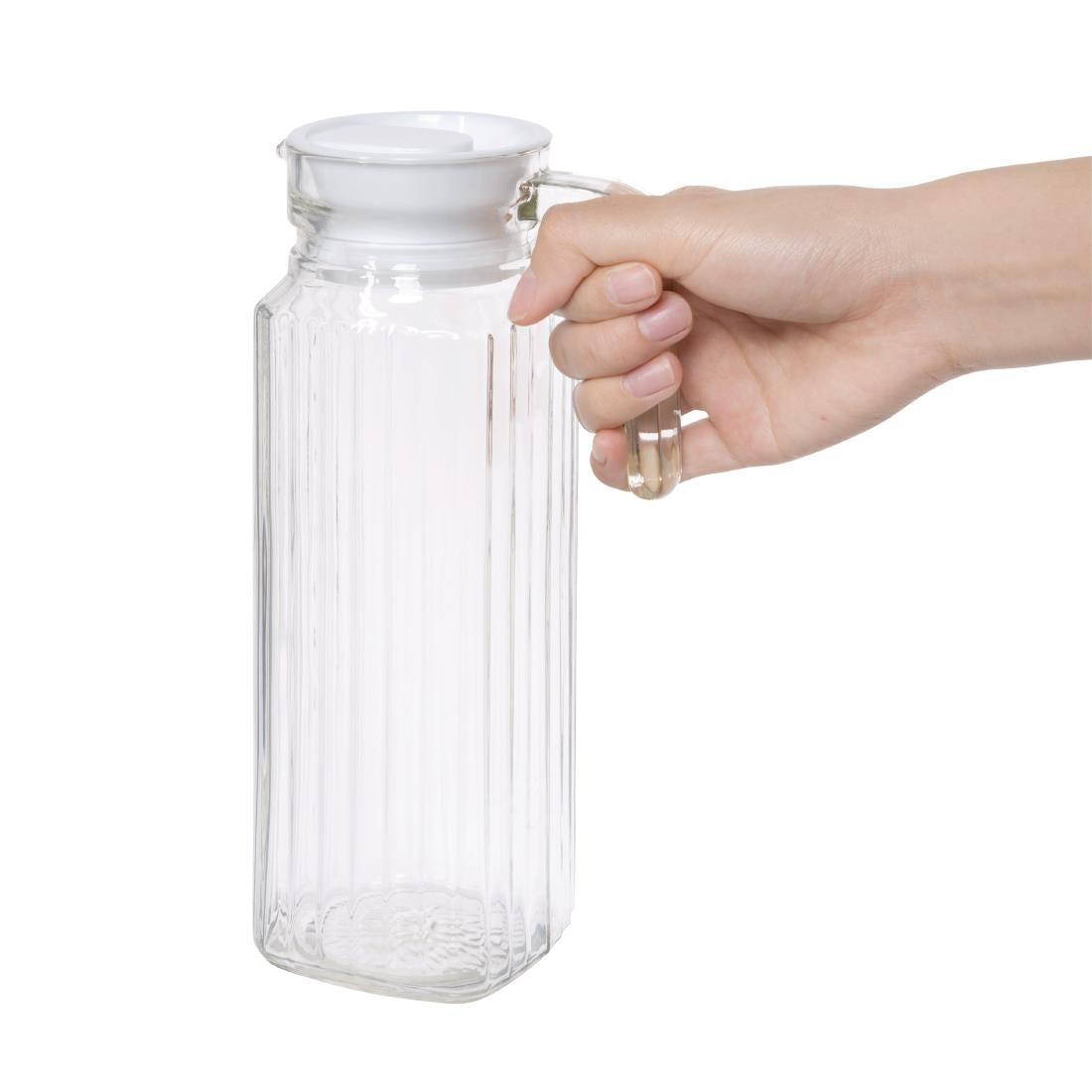 GF922 Olympia glazen kannen met deksel 1Ltr (6 stuks)