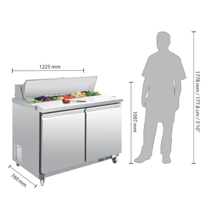 GD882 Polar U-serie 2-deurs gekoelde saladette 405L