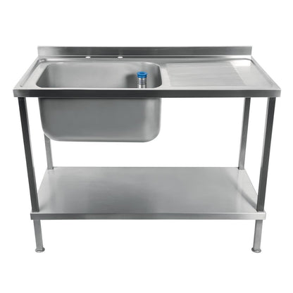 DR382 Holmes volledig gemonteerde enkele RVS spoeltafel afdruiprek rechts 120cm