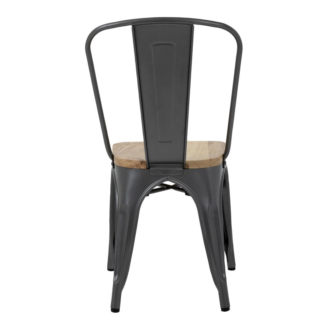 GG708 Bolero Bistro stalen stoelen met houten zitting grijs (4 stuks)