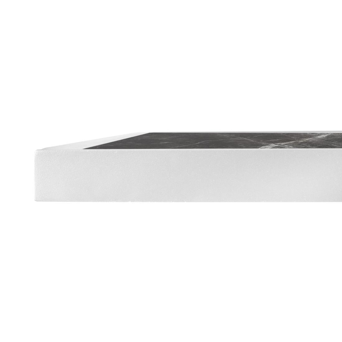 FU516 Bolero Tafelblad Van Gehard Glas Voor Buiten, Donker Granieteffect, Witte Rand 700mm