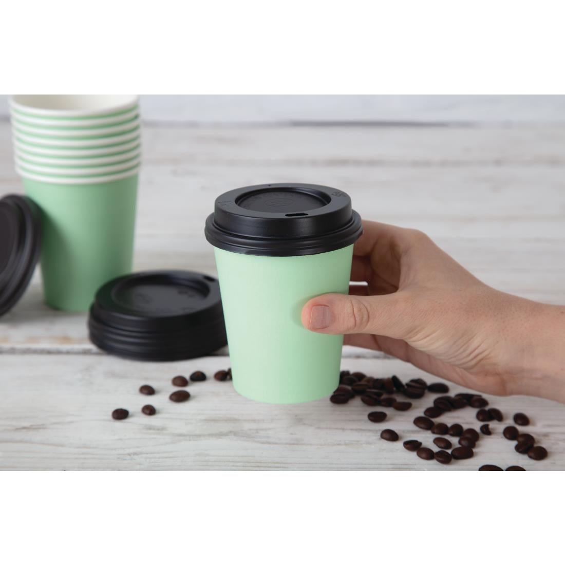 GP403 Fiesta Recyclable koffiebekers enkelwandig turquoise 225ml (1000 stuks)