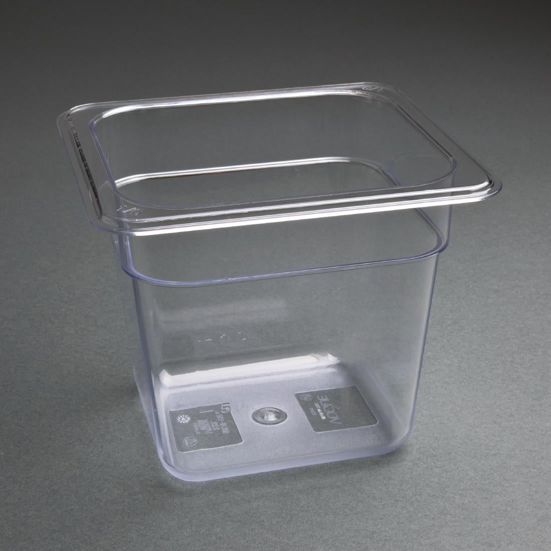 U241 Vogue polycarbonaat 1/6 gastronorm container 150mm transparant