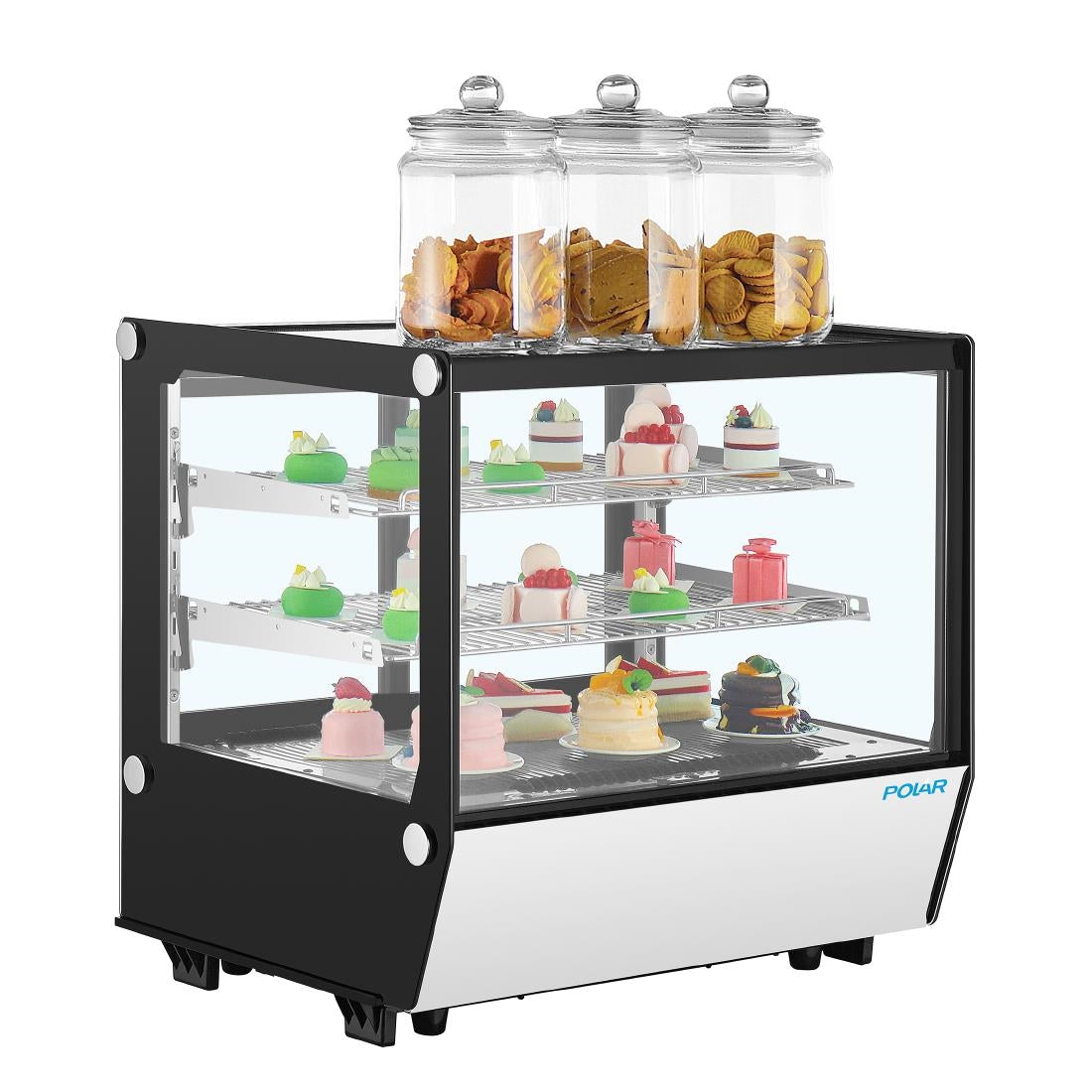 PG003 Polar G-Serie Aanrecht Model Display Koelkast Zwart Vierkant Glas 120Ltr
